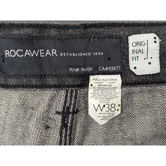 Rocawear Jeans Men's Black 38x34 Hip Hop Vintage Embroidered - Picture 6 of 14